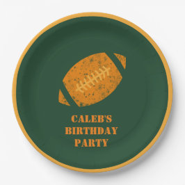 Custom Football Birthday Party Green Gold Pappteller