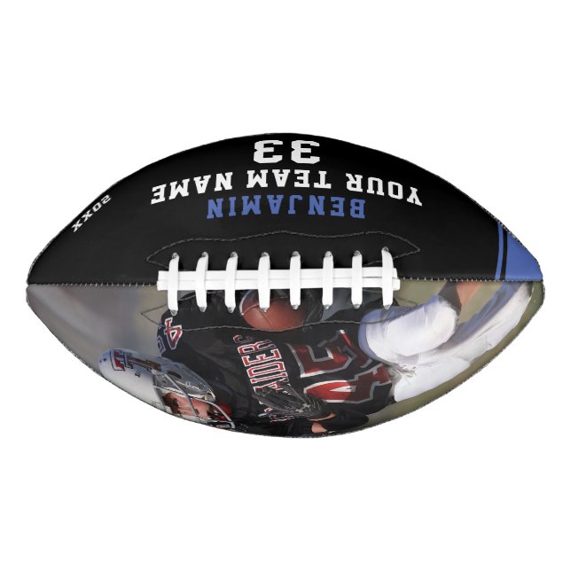 Custom Football Blue Name Name Team Foto (Vorderseite)