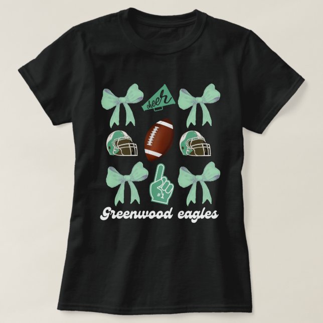 Custom Football Bow Shirt, Custom School , Cheerle T-Shirt (Design vorne)