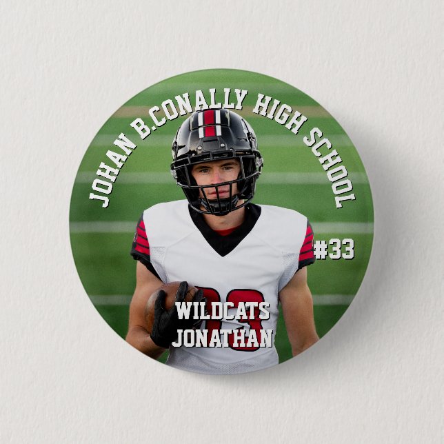 Custom Football Button High School Team Number (Vorderseite)