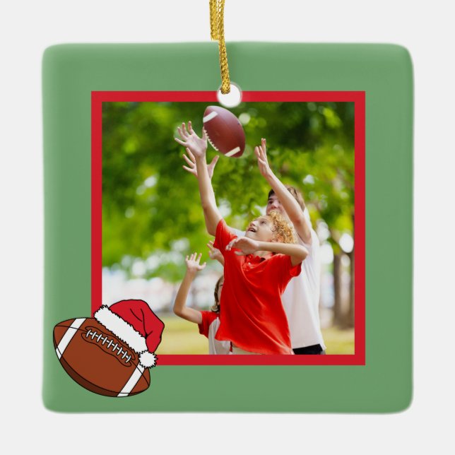 Custom Football Christmas Keramikornament (Vorderseite)