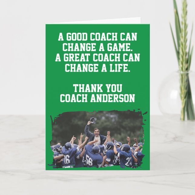 Custom Football Coach Card Team Players Photo  Karte (Vorderseite)