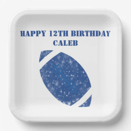 Custom Football Geburtstagsparty Blue White Pappteller