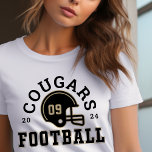 Custom Football Mama Gold und Grau Team Tri-Blend Shirt<br><div class="desc">Custom Front and Back Football T - Shirt für Mama - im White Design für Fußballmütter gezeigt,  verfügt über einen Fußball-Helm mit sportlichem Text,  der für den Mannschaftsnamen,  den Nachnamen des Sohns und seine Jersey-Nummer angepasst werden kann. Gold- und Holzkohlefarben können individuell angepasst werden.</div>