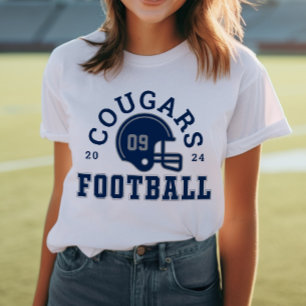 Custom Football Mama Navy Blue and Gray Team Tri-Blend Shirt