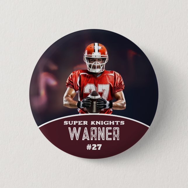 Custom Football Photo and Name Sports Button (Vorderseite)