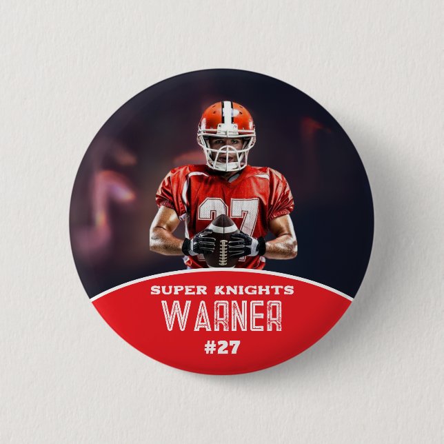 Custom Football Photo and Name Sports Button (Vorderseite)