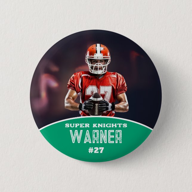 Custom Football Photo and Name Sports Button (Vorderseite)