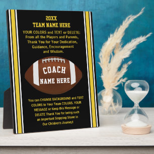 Custom Football Plaques for Coaches, Black, Gold Fotoplatte