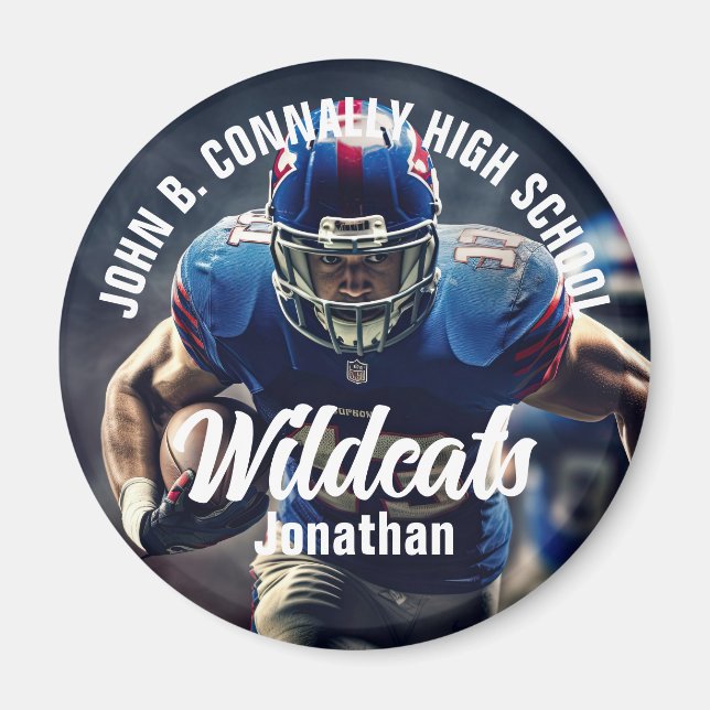 Custom Football Player Foto High School Spirit Magnet (Vorne)