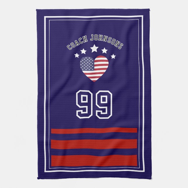 Custom Football Player,Personalized Sports Towel | Geschirrtuch (Vertikal)