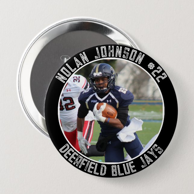 Custom Football Player School Mascot game day Button (Vorne & Hinten)