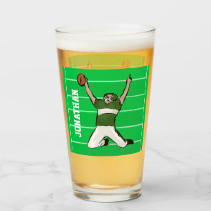 Custom Football Player Touchdown Green Glas