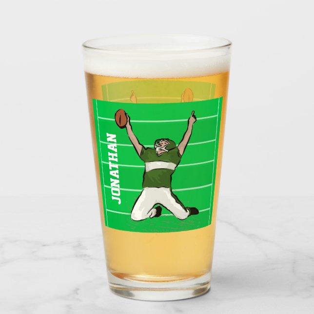 Custom Football Player Touchdown Green Glas (Rückseite (gefüllt))