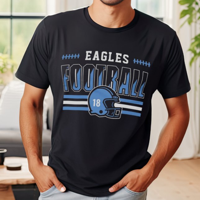 Custom Football Team Blau und Schwarze Männer T-Shirt (Von Creator hochgeladen)