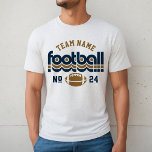Custom Football Team Blue and Brown Men's Tri-Blend Shirt<br><div class="desc">Custom Football Name and Player Number T - Shirt for Vater - in White Fleck Design für Fußballdads gezeigt,  bietet Retroschrift und benutzerdefinierten Text,  der mit einem Mannschaftsnamen und der Jerseynummer des Spielers personalisiert werden kann. Navy Blau und goldbraun können individuell angepasst werden.</div>