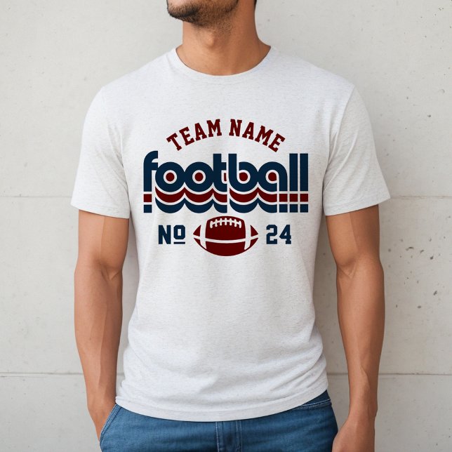 Custom Football Team Dark Red and Blue Men's Tri-Blend Shirt (Von Creator hochgeladen)