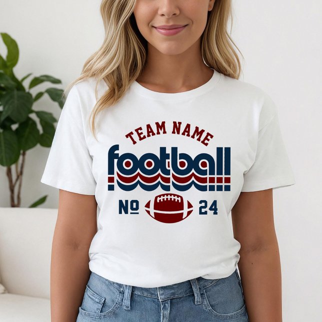 Custom Football Team Dark Red and Blue Women's Tri-Blend Shirt (Von Creator hochgeladen)