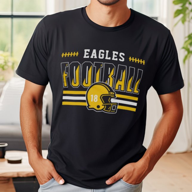 Custom Football Team Gelb und Schwarze Männer T-Shirt (Von Creator hochgeladen)