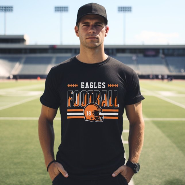 Custom Football Team Orange und Black Men's T-Shirt (Von Creator hochgeladen)