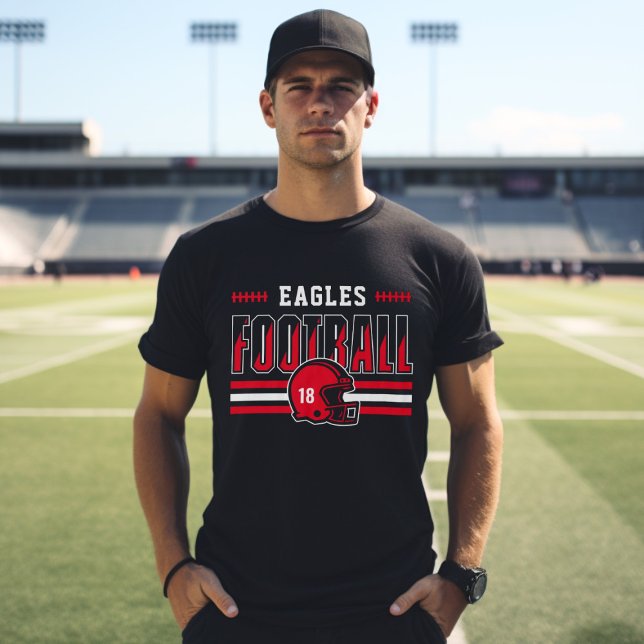 Custom Football Team Red and Black Men's T-Shirt (Von Creator hochgeladen)