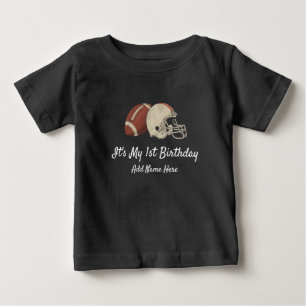 Custom Football Thema Erstes Jahr Geburtstag 1 Jah Baby T-shirt