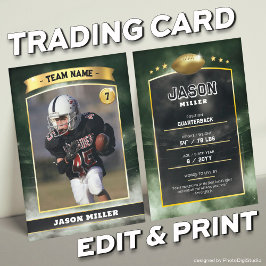 Custom Football Trading Card Green Gold Stadium Telefonnummerkarte