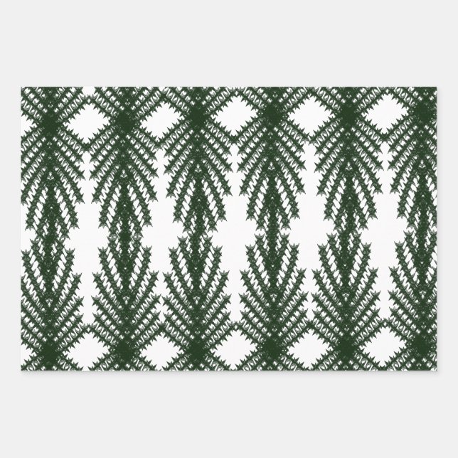 Custom Forest Green Pine Tree Abstract Pattern Geschenkpapier Set (Vorderseite)