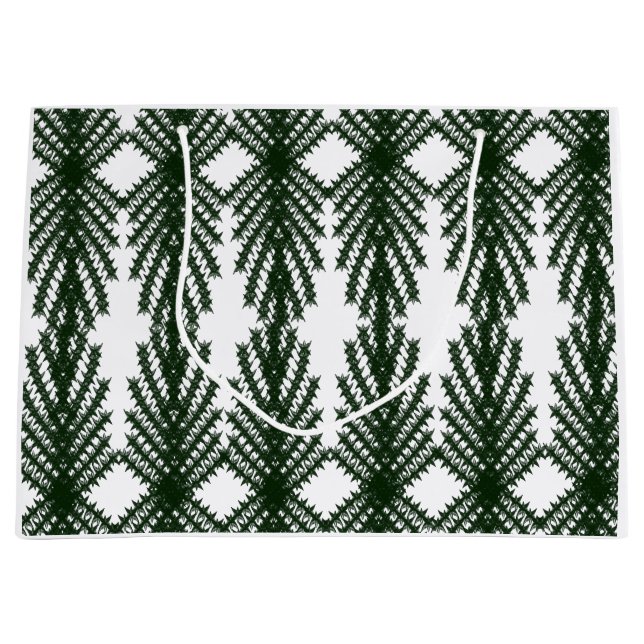 Custom Forest Green Pine Tree Abstract Pattern Große Geschenktüte (Vorderseite)