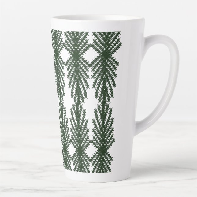 Custom Forest Green Pine Tree Abstract Pattern Milchtasse (Rechts)