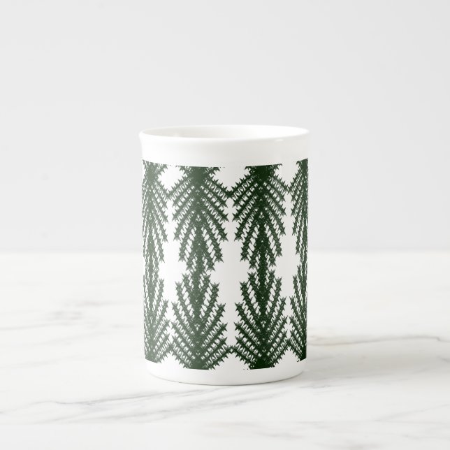 Custom Forest Green Pine Tree Abstract Pattern Prozellantasse (Vorderseite)
