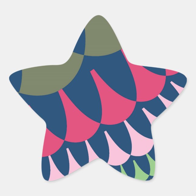 Custom Forest Green Pink Scales Star Stickers (Vorderseite)