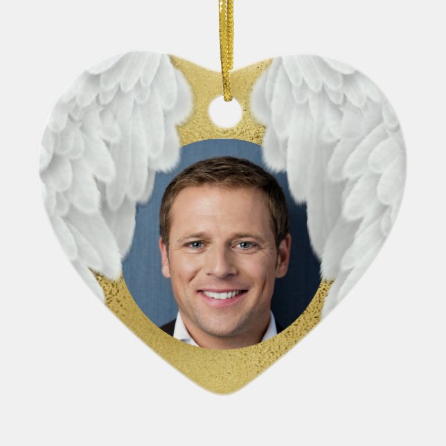Custom Forever Angel Wings Foto Memorial Keramik Ornament (Vorne)