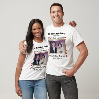 Custom Foto 10. Jahr Hochzeit Jubiläum Paar T-Shirt