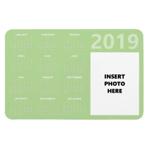 Custom Foto 2019 Calendar Magnet - Blassgrün