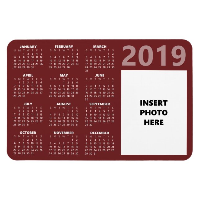 Custom Foto 2019 Calendar Magnet - Burgund (Horizontal)