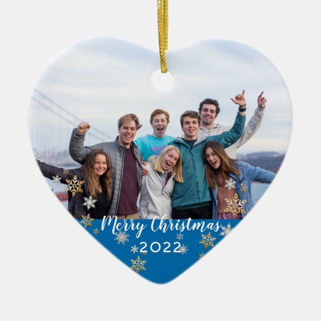 Custom Foto 2-seitig Frohe Weihnachten Keramik Ornament (Vorne)