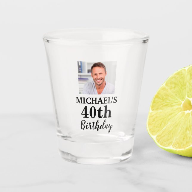 Custom Foto 40. Geburtstag Gastgeschenk Shot Glass Schnapsglas (Vorderseite)