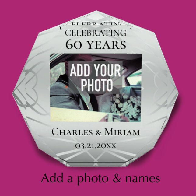 Custom Foto 60. Diamond Anniversary Keepake (Create an elegant unique anniversary photo keepsake. Add a photo & couple’s names & anniversary date)