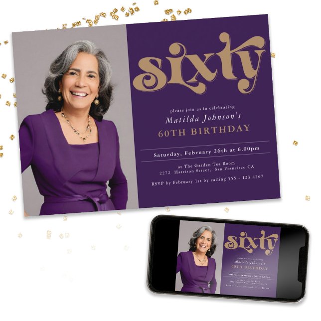 Custom Foto 60. Geburtstagsparty Einladung (Custom Photo 60th Birthday Party Invitation)