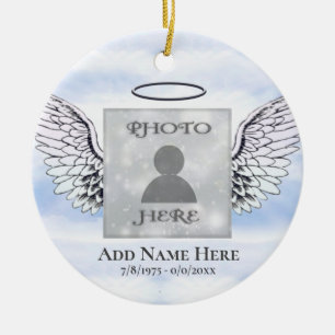 Custom Foto Angel Wings Memorial Keramik Ornament