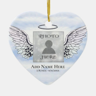 Custom Foto Angel Wings Memorial Keramik Ornament