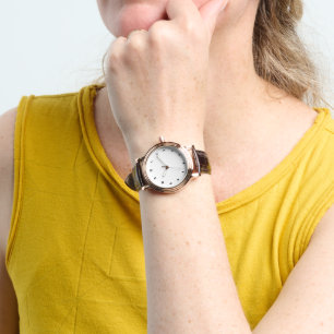 Custom Foto Art Women's Rose Gold Vintag Brown Armbanduhr