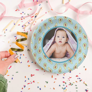 Custom Foto Avocado Pattern Party Pappteller