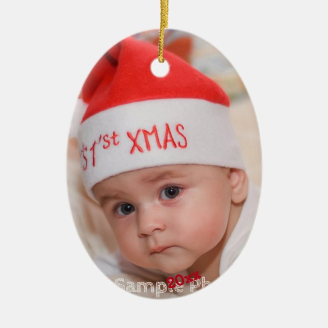 Custom Foto Baby 1. Weihnachten Keramik Ornament (Vorne)