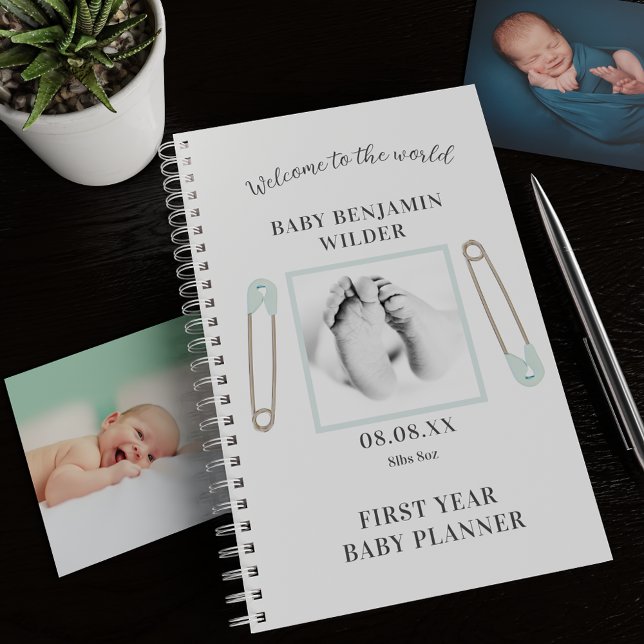 Custom Foto Baby Boy Blue First Year Planner Planer (Von Creator hochgeladen)
