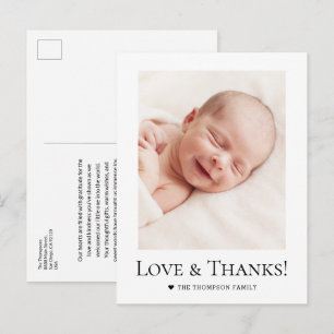 Custom Foto Baby Dusche Liebe und Danke Postkarte