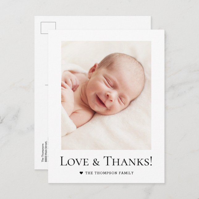 Custom Foto Baby Dusche Liebe und Danke Postkarte (Vorne/Hinten)