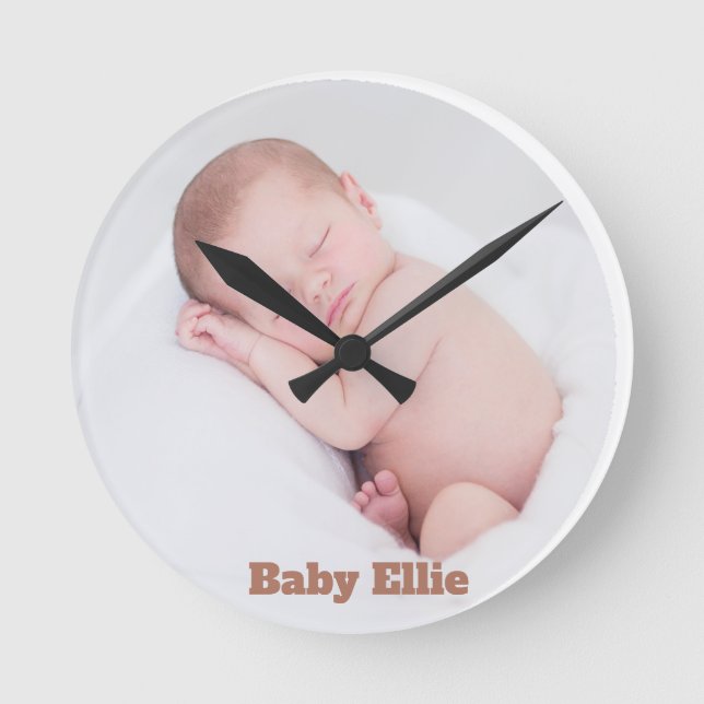 Custom Foto Baby Ellie Runde Wanduhr (Vorderseite)