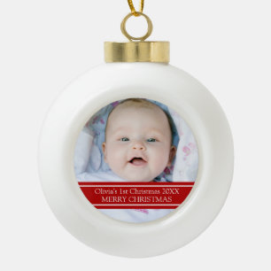 Custom Foto Baby's 1. Weihnachtsdekoration Keramik Kugel-Ornament